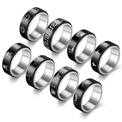 Titanium Steel Black Spinner Band. Ring Size 6,7,8,9,10,11,12,13